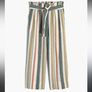 Madewell Tie-Waist Huston Pull-On Crop Pants in Stripe